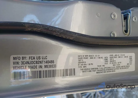 2022 Jeep Compass High Altitude 4X4 z USA, uszkodzony, nr VIN 3C4NJDCB2NT140486